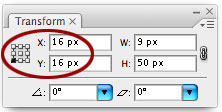 Transform Panel with X and Y 16
